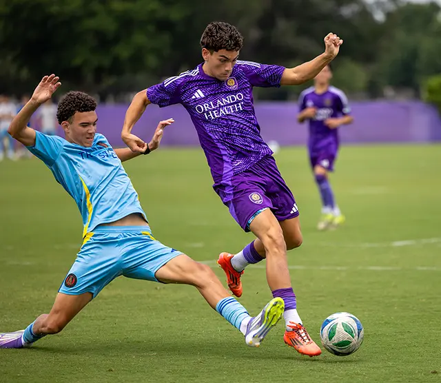 Jose Segura playing an Orlando City SC U19 Pro Player Pathway match vs Atlanta United